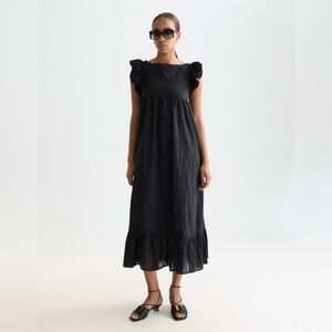 Scotch & Soda Black Broderie Anglais Cotton Lace Maxi Cut Back Dress Womans XS/S